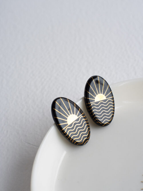 Kolczyki sztyfty ŚWIT, głęboka czerń