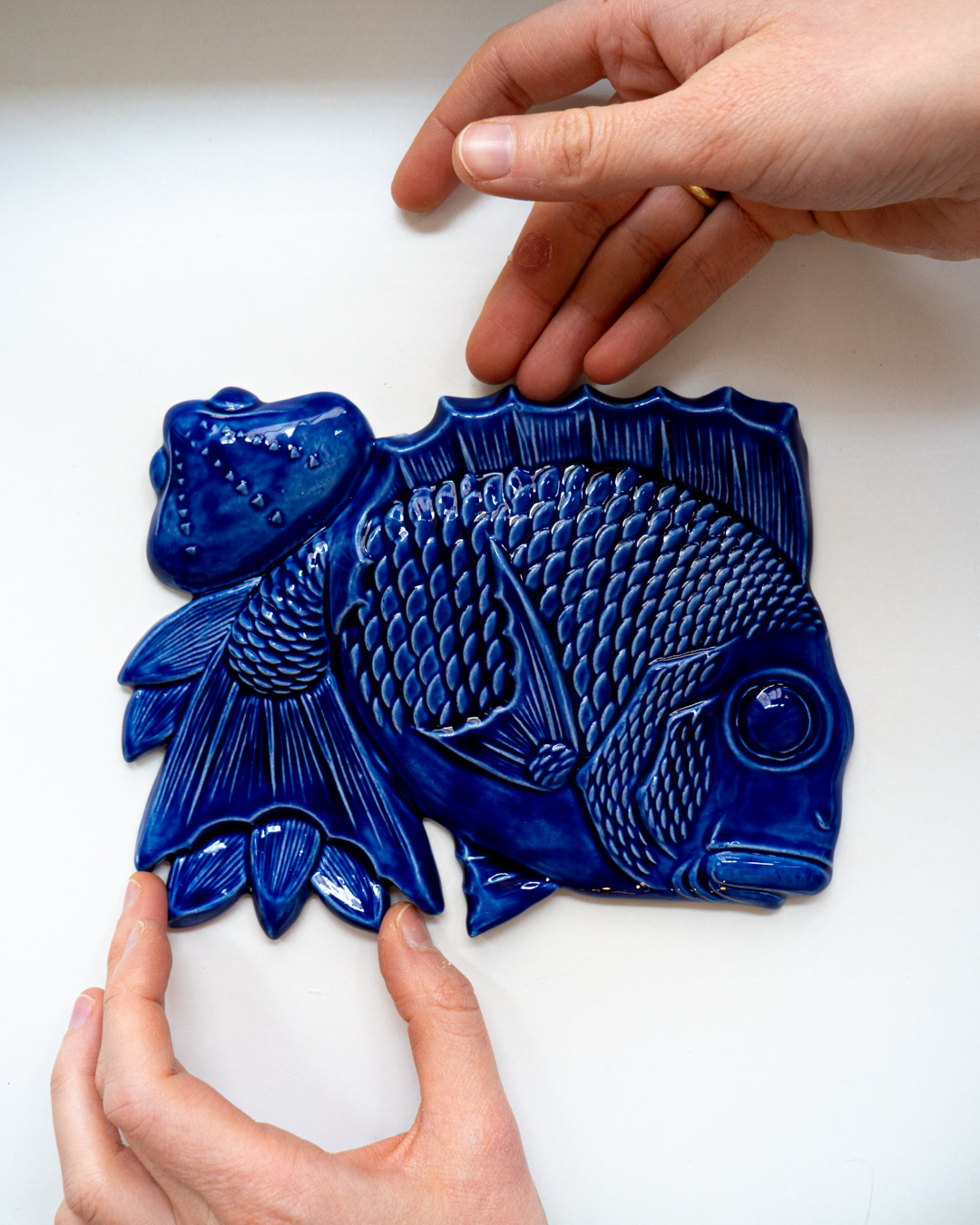 wall sculpture TAI fish with a shell and bamboo, celadon green (Kopia) - obrazek 7