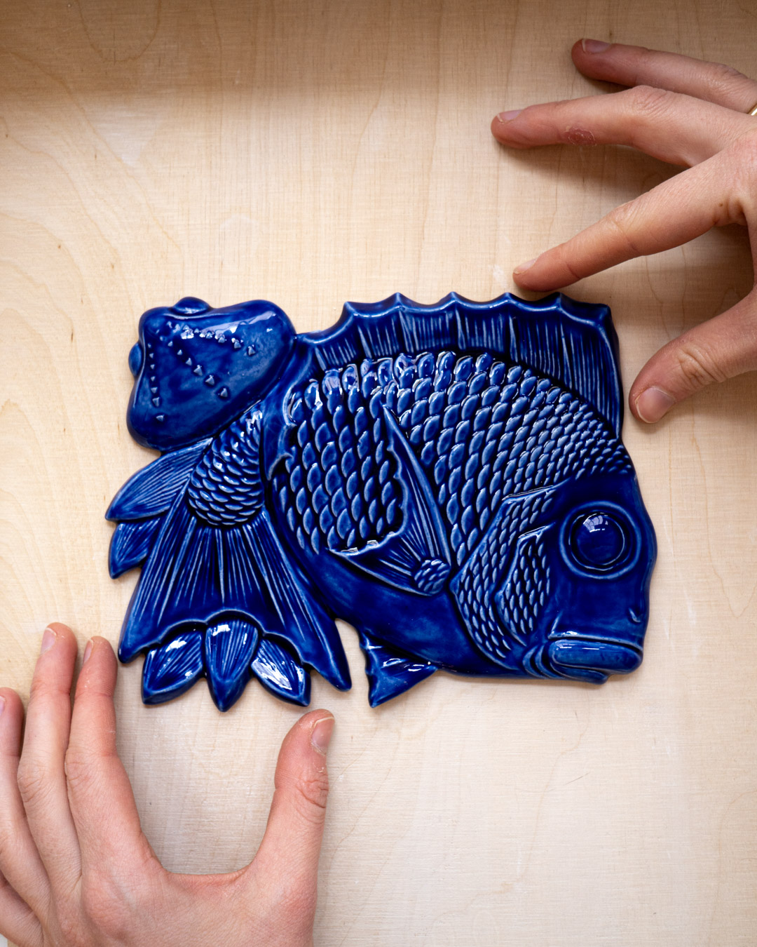 wall sculpture TAI fish with a shell and bamboo, celadon green (Kopia)